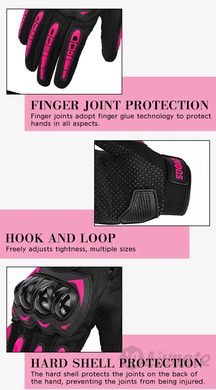 2025 New SUOMY Summer Pink Series Gloves Women's Cycling Gloves for Motorbike Touchscreen Protective Motorcycle Gloves Lady Girl