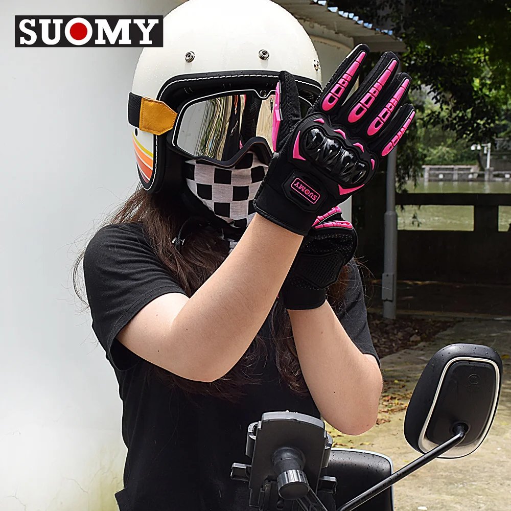 2025 New SUOMY Summer Pink Series Gloves Women's Cycling Gloves for Motorbike Touchscreen Protective Motorcycle Gloves Lady Girl