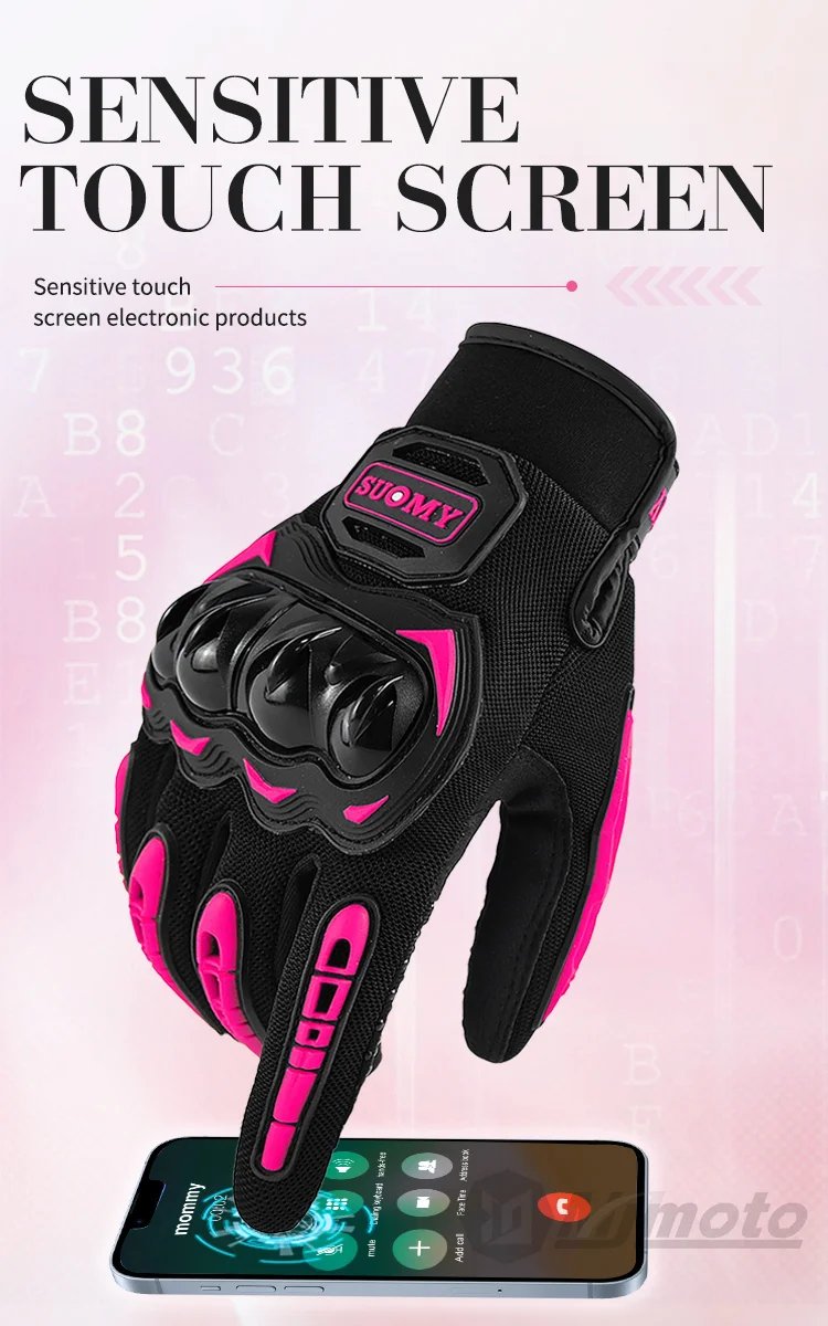 2025 New SUOMY Summer Pink Series Gloves Women's Cycling Gloves for Motorbike Touchscreen Protective Motorcycle Gloves Lady Girl