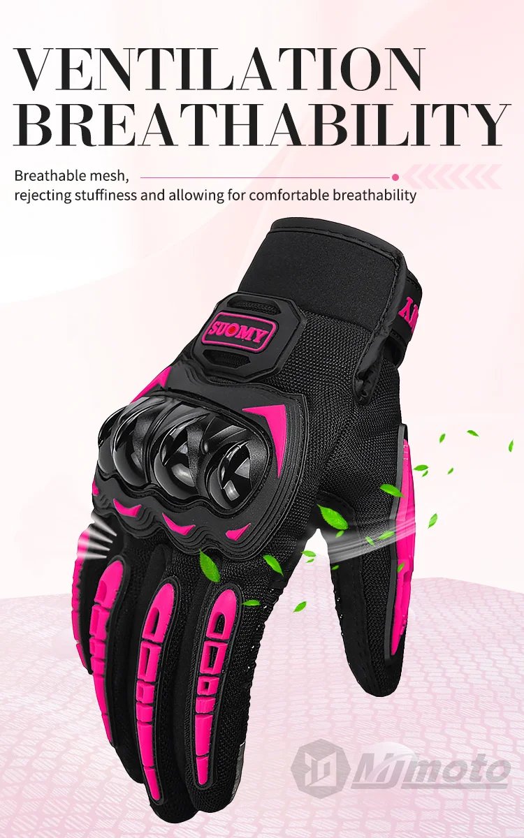 2025 New SUOMY Summer Pink Series Gloves Women's Cycling Gloves for Motorbike Touchscreen Protective Motorcycle Gloves Lady Girl