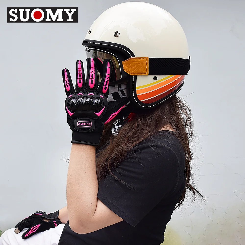2025 New SUOMY Summer Pink Series Gloves Women's Cycling Gloves for Motorbike Touchscreen Protective Motorcycle Gloves Lady Girl