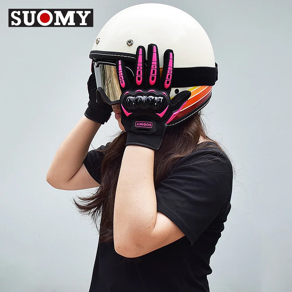 2025 New SUOMY Summer Pink Series Gloves Women's Cycling Gloves for Motorbike Touchscreen Protective Motorcycle Gloves Lady Girl