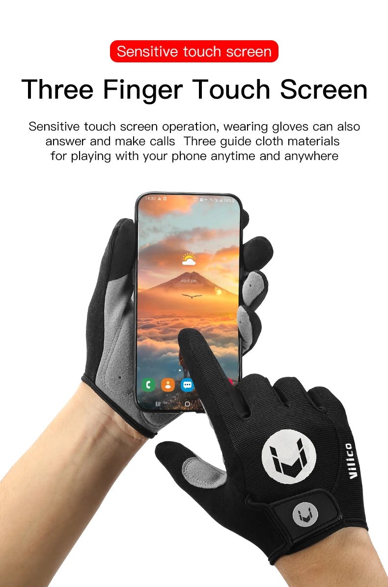 Long Finger Non-Slip Shock-Absorbing Cycling Gloves Spring And Summer Men'S Breathable Sunscreen Touch Screen Riding Gloves Long Finger Non-Slip Shock-Absorbing Cycling Gloves Spring And Summer Men'S Breathable Sunscreen Touch Screen Riding Gloves