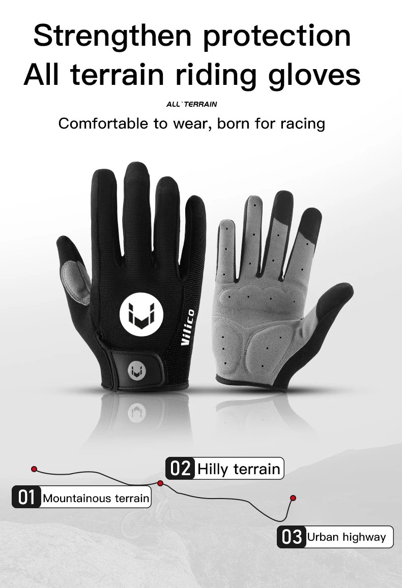 Long Finger Non-Slip Shock-Absorbing Cycling Gloves Spring And Summer Men'S Breathable Sunscreen Touch Screen Riding Gloves Long Finger Non-Slip Shock-Absorbing Cycling Gloves Spring And Summer Men'S Breathable Sunscreen Touch Screen Riding Gloves