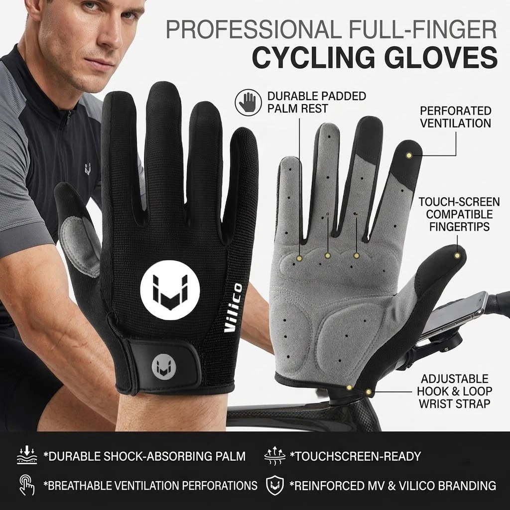Long Finger Non-Slip Shock-Absorbing Cycling Gloves Spring And Summer Men'S Breathable Sunscreen Touch Screen Riding Gloves