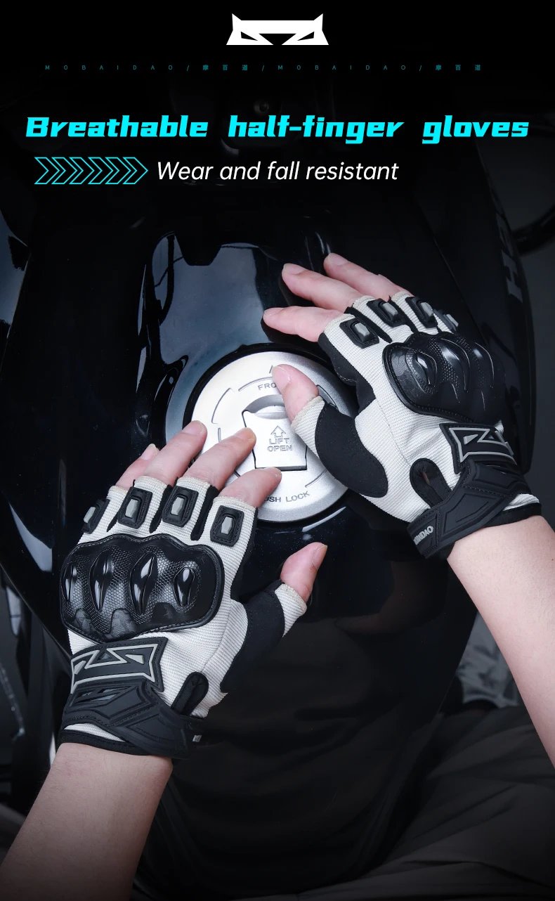 MBD Breathable Half Finger Gloves: Wear-Resistant Anti-Slip for Motorcycle, E-Bike & Cycling Riding MBD Breathable Half Finger Gloves: Wear-Resistant Anti-Slip for Motorcycle, E-Bike & Cycling Riding