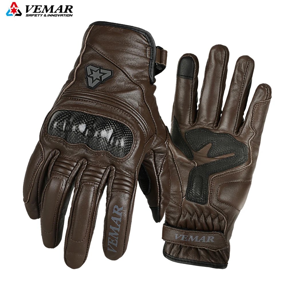 Vemar 2025 Spring New Genuine Leather Motorcycle Gloves Men Women 4 Season Driving Guantes Moto Biker Motocross Racing Glove XS