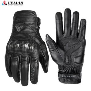 Vemar 2025 Spring New Genuine Leather Motorcycle Gloves Men Women 4 Season Driving Guantes Moto Biker Motocross Racing Glove XS
