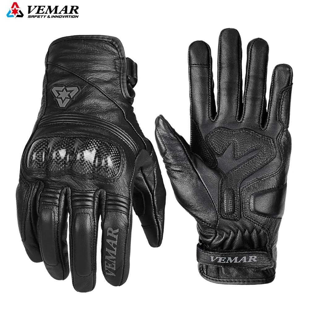 Vemar 2025 Spring New Genuine Leather Motorcycle Gloves Men Women 4 Season Driving Guantes Moto Biker Motocross Racing Glove XS