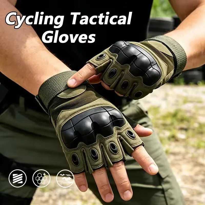 Motorcycle Off-road Riding Half Finger Gloves Outdoor Combat Wear-resistant Breathable Gloves Soft Shell Hand Hunting Gloves