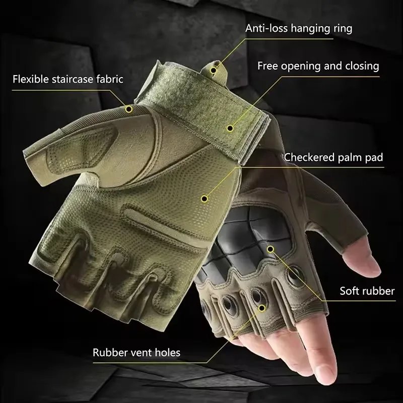 Motorcycle Off-road Riding Half Finger Gloves Outdoor Combat Wear-resistant Breathable Gloves Soft Shell Hand Hunting Gloves