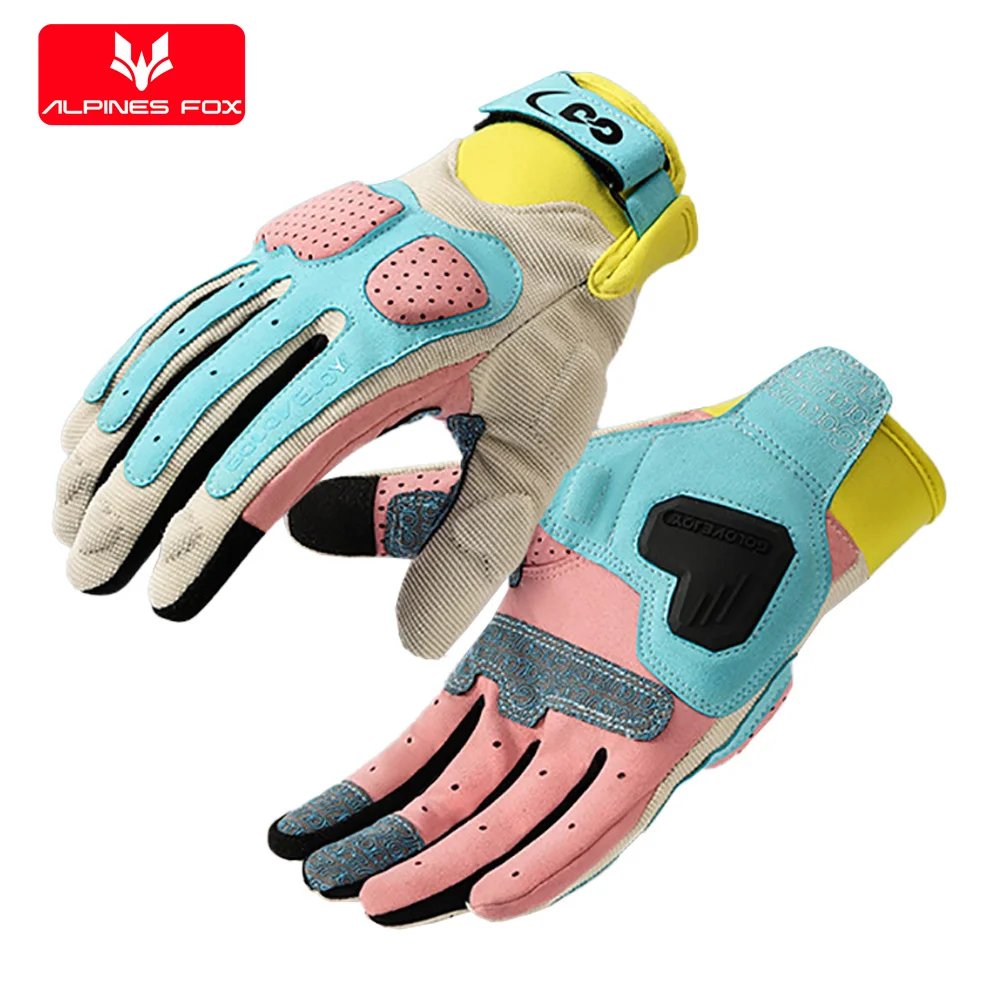New Motorcycle Gloves Women Colorful Motocross Full Finger Riding Gloves Fashion Moto Touchscreen Anti-Drop Cycling Gloves Men