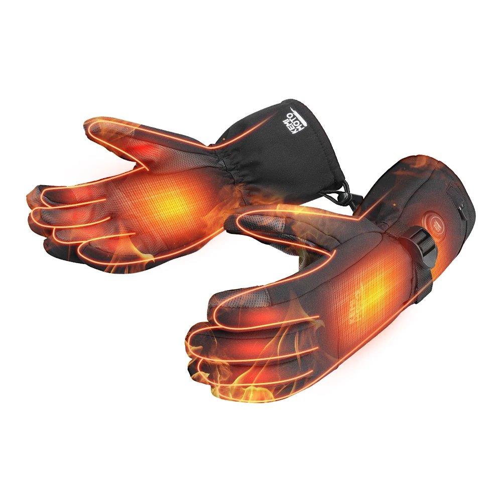 KEMIMOTO Skiing Gloves Heated Snowmobile Gloves Winter Scooter Moto Waterproof Touch Screen Rechargeable Battery Hunting Fishing