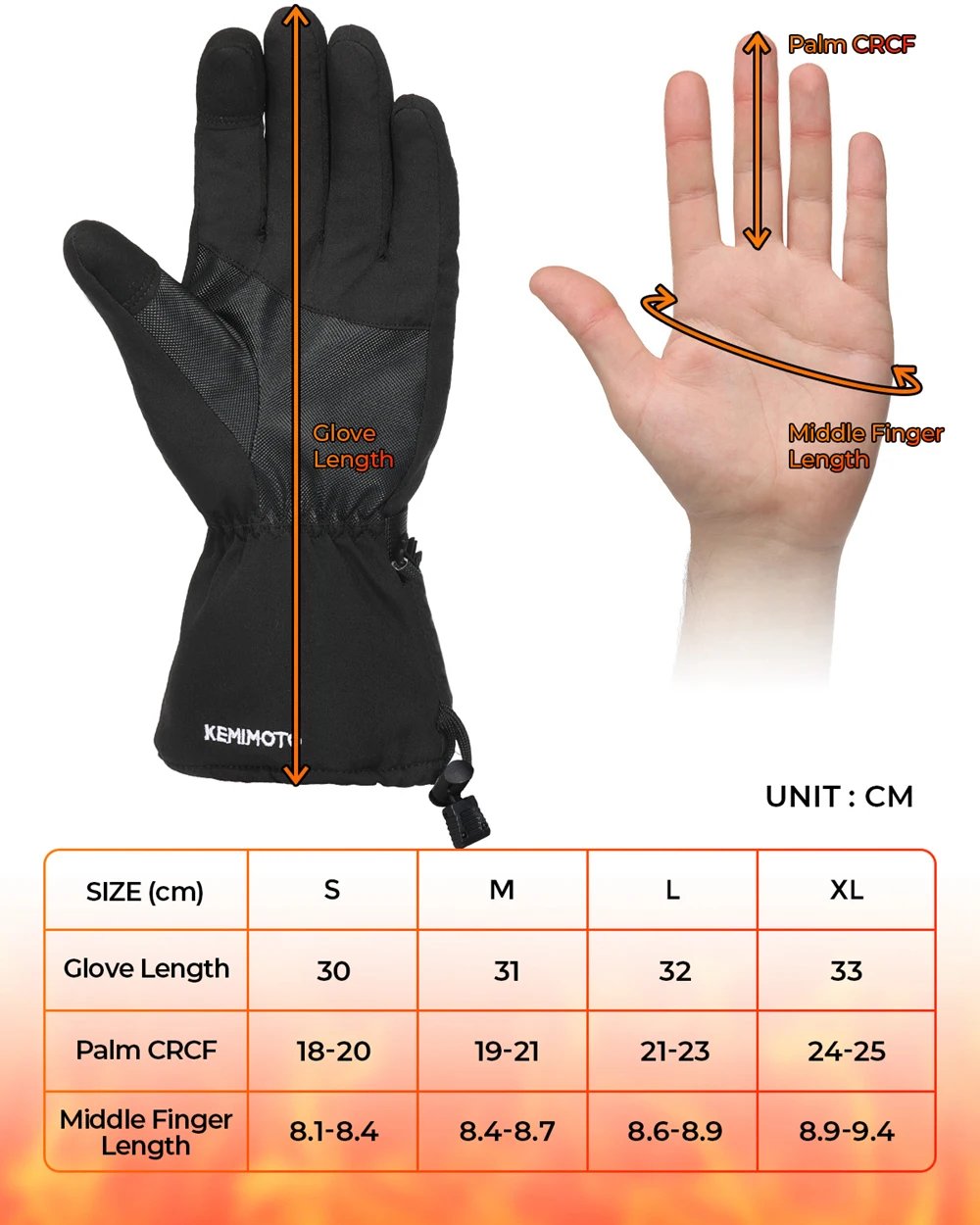 KEMIMOTO Skiing Gloves Heated Snowmobile Gloves Winter Scooter Moto Waterproof Touch Screen Rechargeable Battery Hunting Fishing