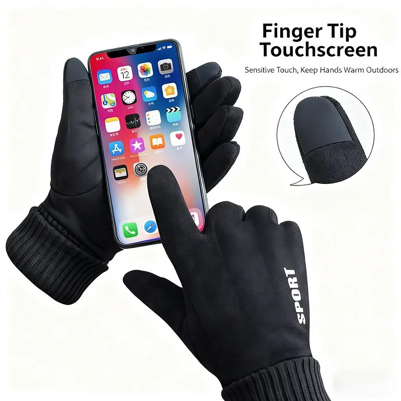 Winter Motorcycle Riding Warm Cashmere Gloves for Unisex Outdoor Skiing Touch Screen Cashmere Waterproof Warm Full Finger Gloves