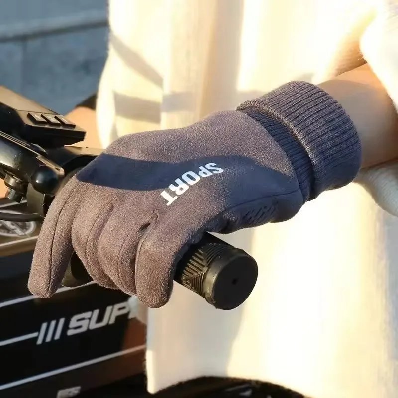 Winter Motorcycle Riding Warm Cashmere Gloves for Unisex Outdoor Skiing Touch Screen Cashmere Waterproof Warm Full Finger Gloves