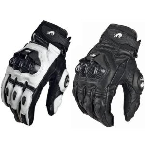 4 Season Mens Women Driving Supertech Motorcycle Leather Gloves Racing Glove Black/White Motorbike Cowhide Race Bike Knight