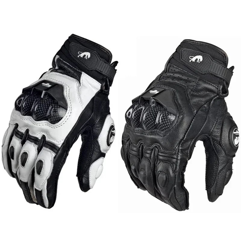 4 Season Mens Women Driving Supertech Motorcycle Leather Gloves Racing Glove Black/White Motorbike Cowhide Race Bike Knight
