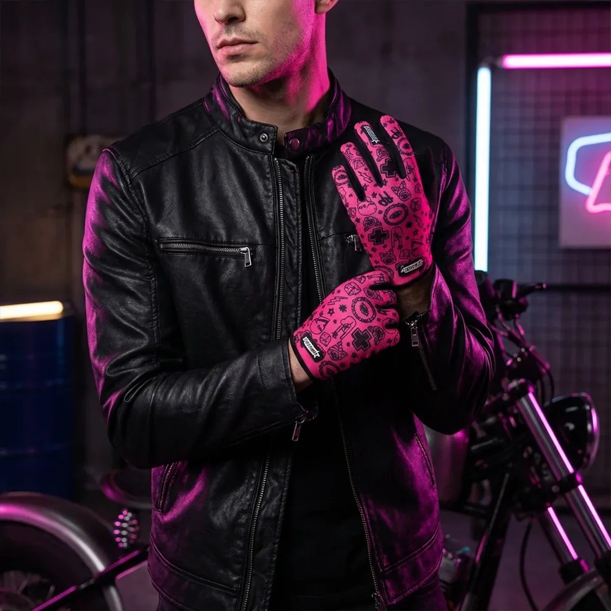 FUNTIMES American Punk Style Printed Gloves Full Finger Touch Screen Cycling Fitness Protective Full Finger Gloves FUNTIMES American Punk Style Printed Gloves Full Finger Touch Screen Cycling Fitness Protective Full Finger Gloves