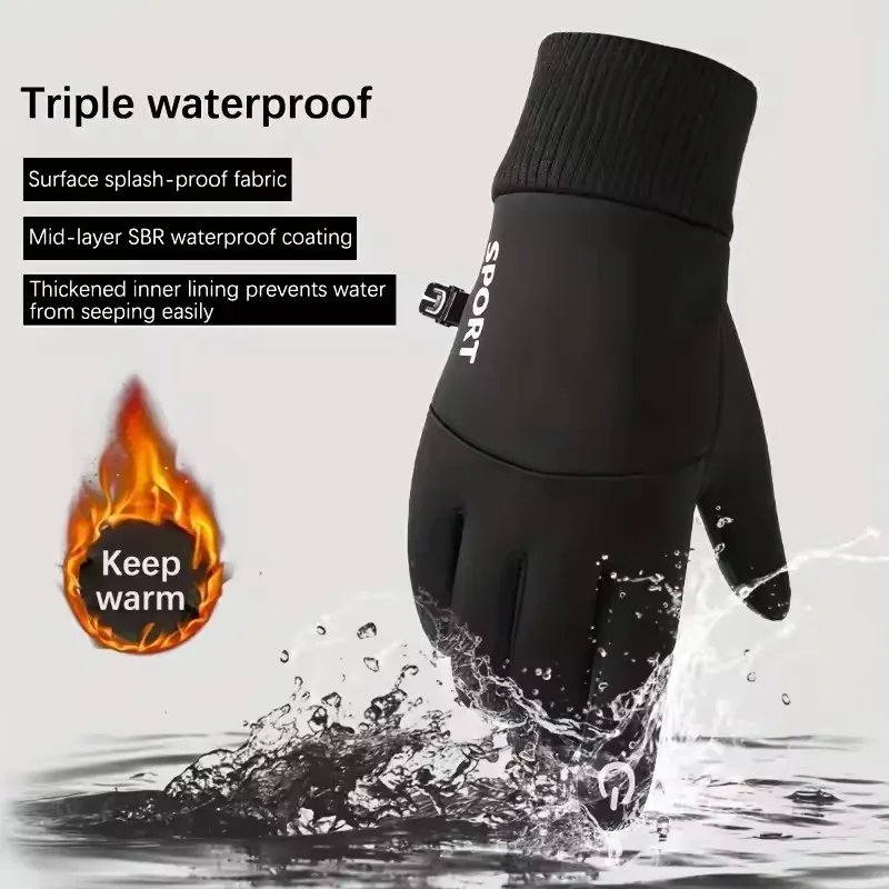 Black Winter Warm Full Fingers Waterproof Cycling Outdoor Sports Running Motorcycle Ski Touch Screen Fleece Gloves Black Winter Warm Full Fingers Waterproof Cycling Outdoor Sports Running Motorcycle Ski Touch Screen Fleece Gloves