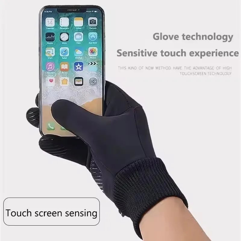 Black Winter Warm Full Fingers Waterproof Cycling Outdoor Sports Running Motorcycle Ski Touch Screen Fleece Gloves Black Winter Warm Full Fingers Waterproof Cycling Outdoor Sports Running Motorcycle Ski Touch Screen Fleece Gloves