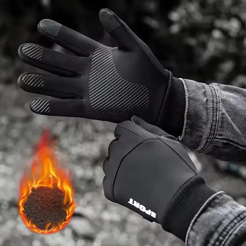 Black Winter Warm Full Fingers Waterproof Cycling Outdoor Sports Running Motorcycle Ski Touch Screen Fleece Gloves Black Winter Warm Full Fingers Waterproof Cycling Outdoor Sports Running Motorcycle Ski Touch Screen Fleece Gloves
