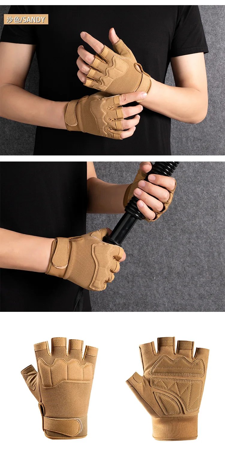 Outdoor Gym Fingerless Gloves Anti-Slip Half Finger Men Woman Gloves Camping Fishing Breathable Sports Bicycle Motorcycle Gloves