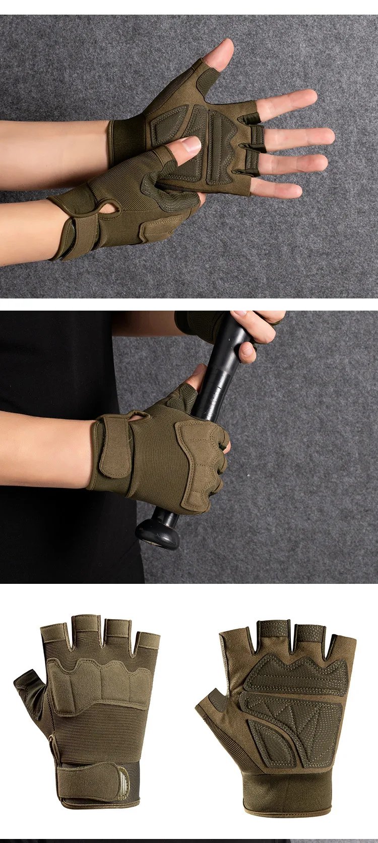 Outdoor Gym Fingerless Gloves Anti-Slip Half Finger Men Woman Gloves Camping Fishing Breathable Sports Bicycle Motorcycle Gloves