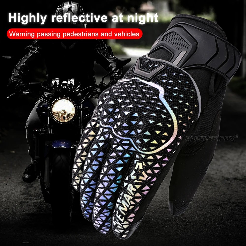 VEMAR Motorcycle Gloves Colorful Reflective Cycling Gloves Touch Screen Anti-drop Breathable Motocross Luvas Moto Accessories