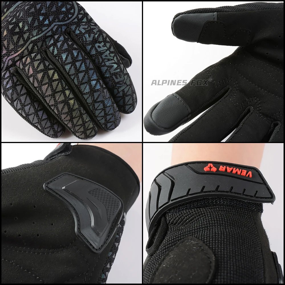 VEMAR Motorcycle Gloves Colorful Reflective Cycling Gloves Touch Screen Anti-drop Breathable Motocross Luvas Moto Accessories