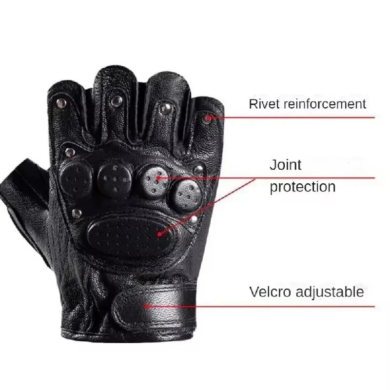 Motorcycle Fingerless Driving Gloves Leather Outdoor Sport Half Finger Glove for Men Women Cycling Hiking Fishing Moto Glove
