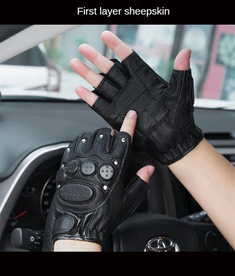 Motorcycle Fingerless Driving Gloves Leather Outdoor Sport Half Finger Glove for Men Women Cycling Hiking Fishing Moto Glove Motorcycle Fingerless Driving Gloves Leather Outdoor Sport Half Finger Glove for Men Women Cycling Hiking Fishing Moto Glove