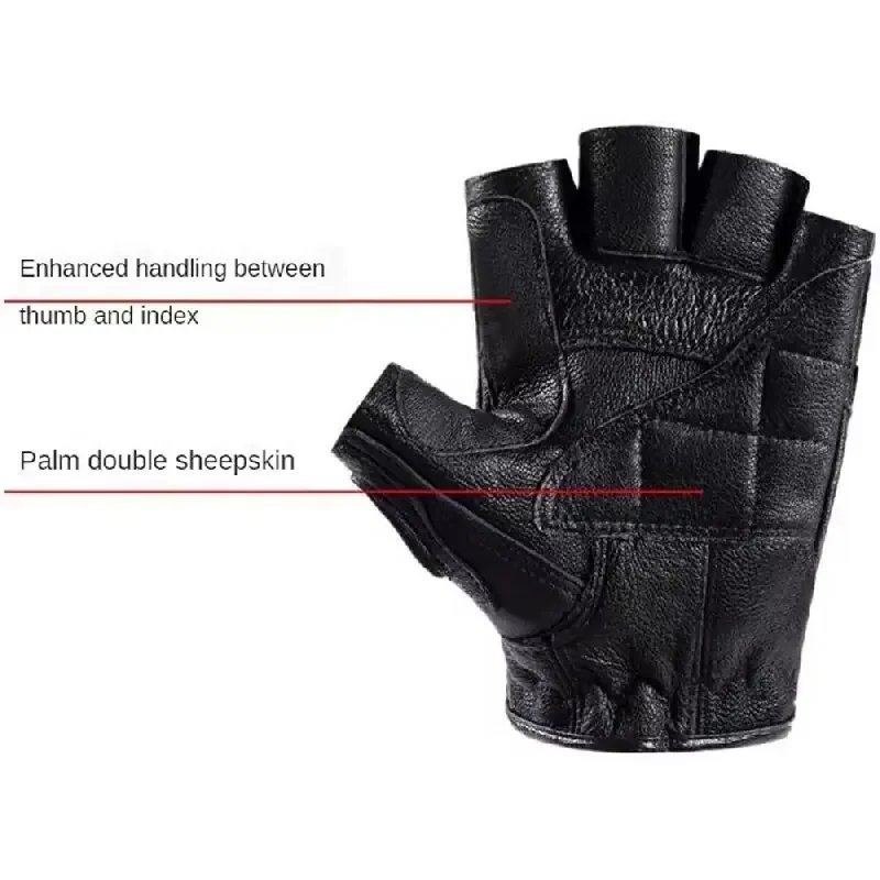 Motorcycle Fingerless Driving Gloves Leather Outdoor Sport Half Finger Glove for Men Women Cycling Hiking Fishing Moto Glove