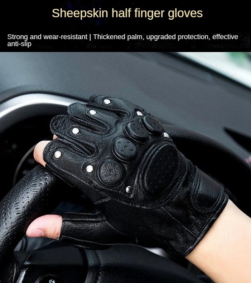 Motorcycle Fingerless Driving Gloves Leather Outdoor Sport Half Finger Glove for Men Women Cycling Hiking Fishing Moto Glove Motorcycle Fingerless Driving Gloves Leather Outdoor Sport Half Finger Glove for Men Women Cycling Hiking Fishing Moto Glove