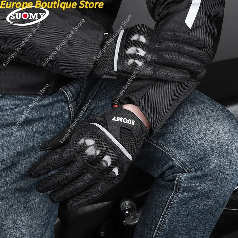 2026 NEW Carbon Fiber Shell Lightweight Spring Summer Motorcycle Gloves Men Women Anti Fall Breathable Touch Screen Equipment