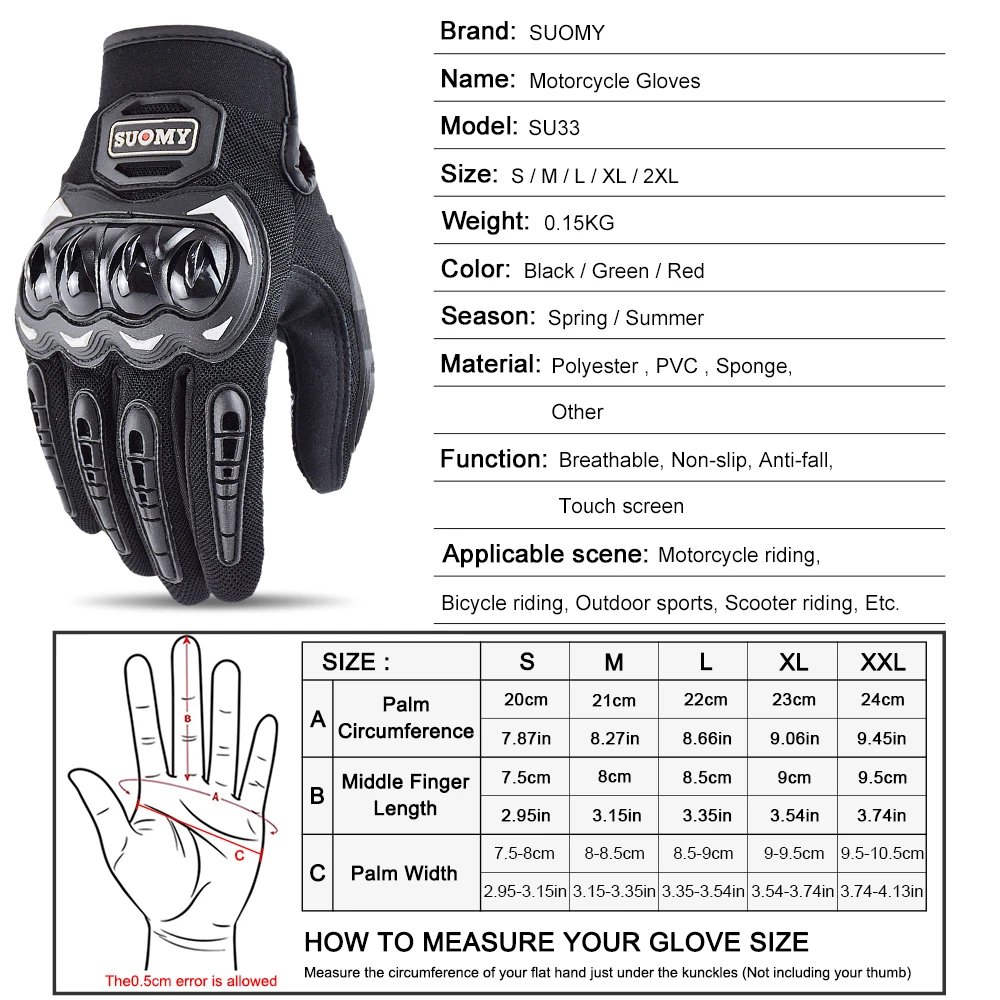 Suomy Motorcycle Gloves Moto Touch Screen Breathable Motorbike Racing Riding Bicycle Protective Guantes Summer Sports for Honda
