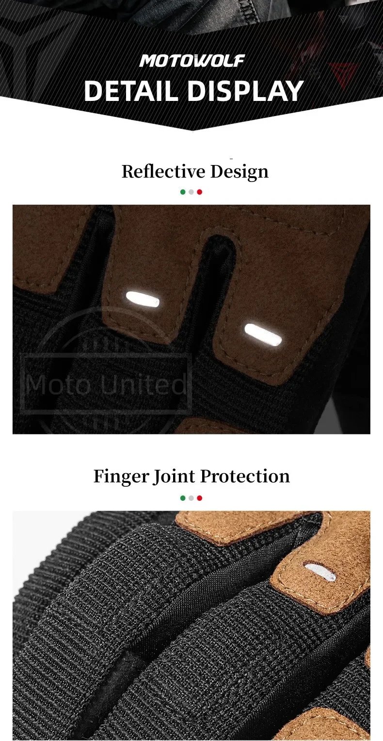 Motowolf Summer Mesh Motorcycle Gloves Men Women Breathable Anti-slip Full Finger Motorbike Racing Gloves Brown