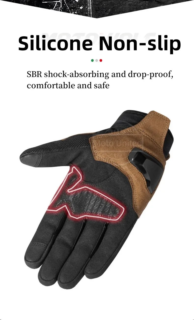 Motowolf Summer Mesh Motorcycle Gloves Men Women Breathable Anti-slip Full Finger Motorbike Racing Gloves Brown