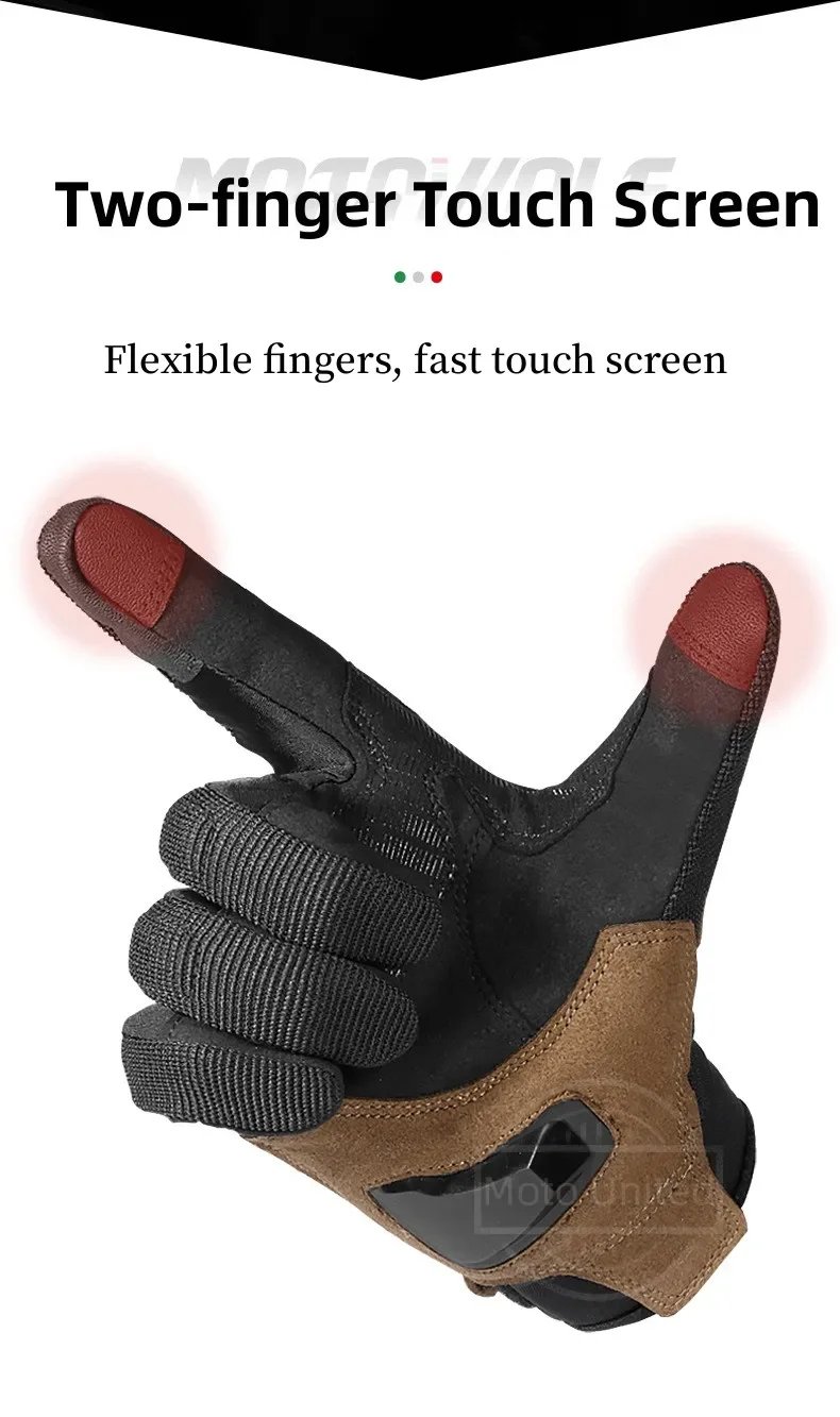 Motowolf Summer Mesh Motorcycle Gloves Men Women Breathable Anti-slip Full Finger Motorbike Racing Gloves Brown