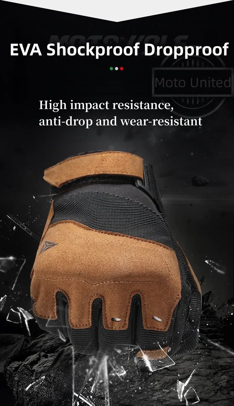 Motowolf Summer Mesh Motorcycle Gloves Men Women Breathable Anti-slip Full Finger Motorbike Racing Gloves Brown