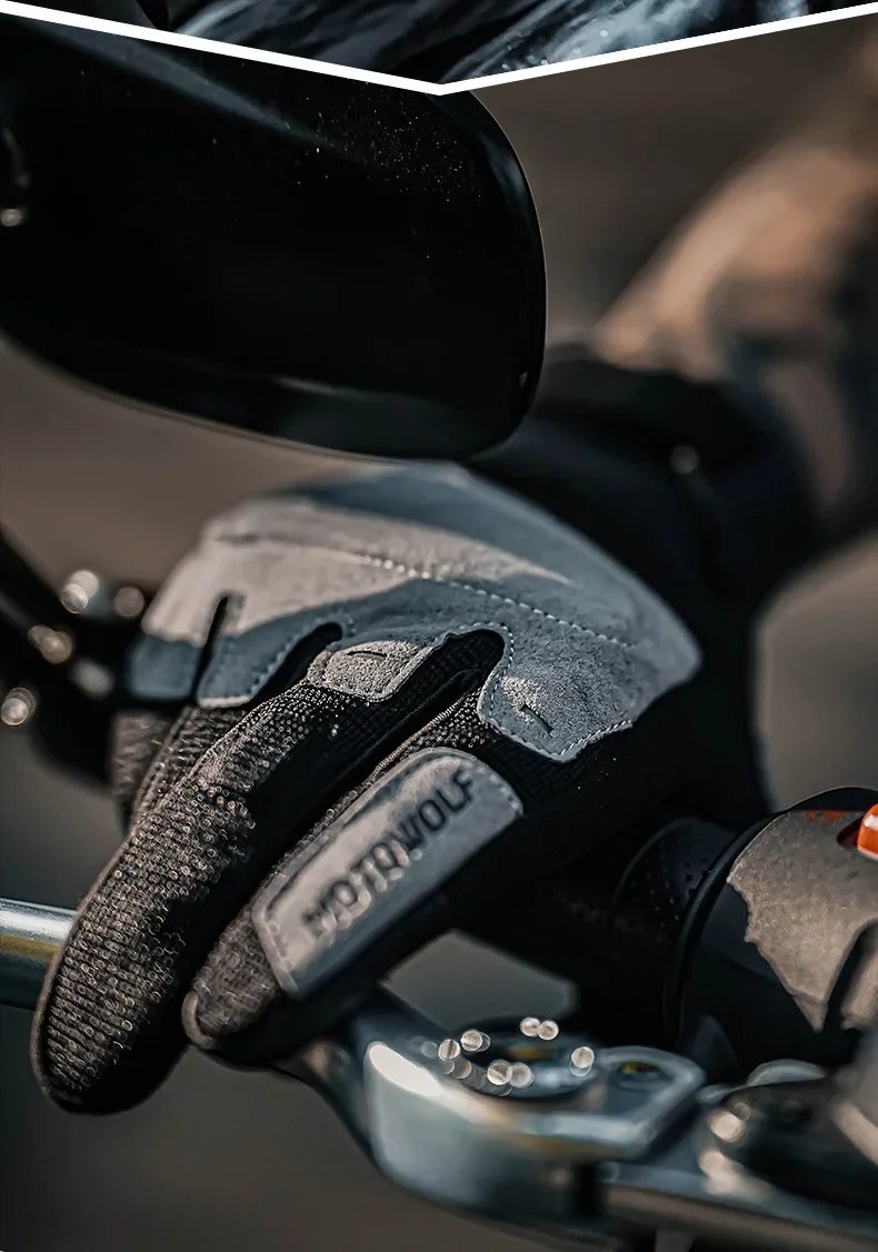 Motowolf Summer Mesh Motorcycle Gloves Men Women Breathable Anti-slip Full Finger Motorbike Racing Gloves Brown