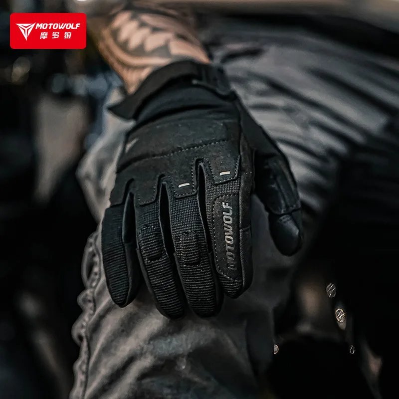 Motowolf Summer Mesh Motorcycle Gloves Men Women Breathable Anti-slip Full Finger Motorbike Racing Gloves Brown