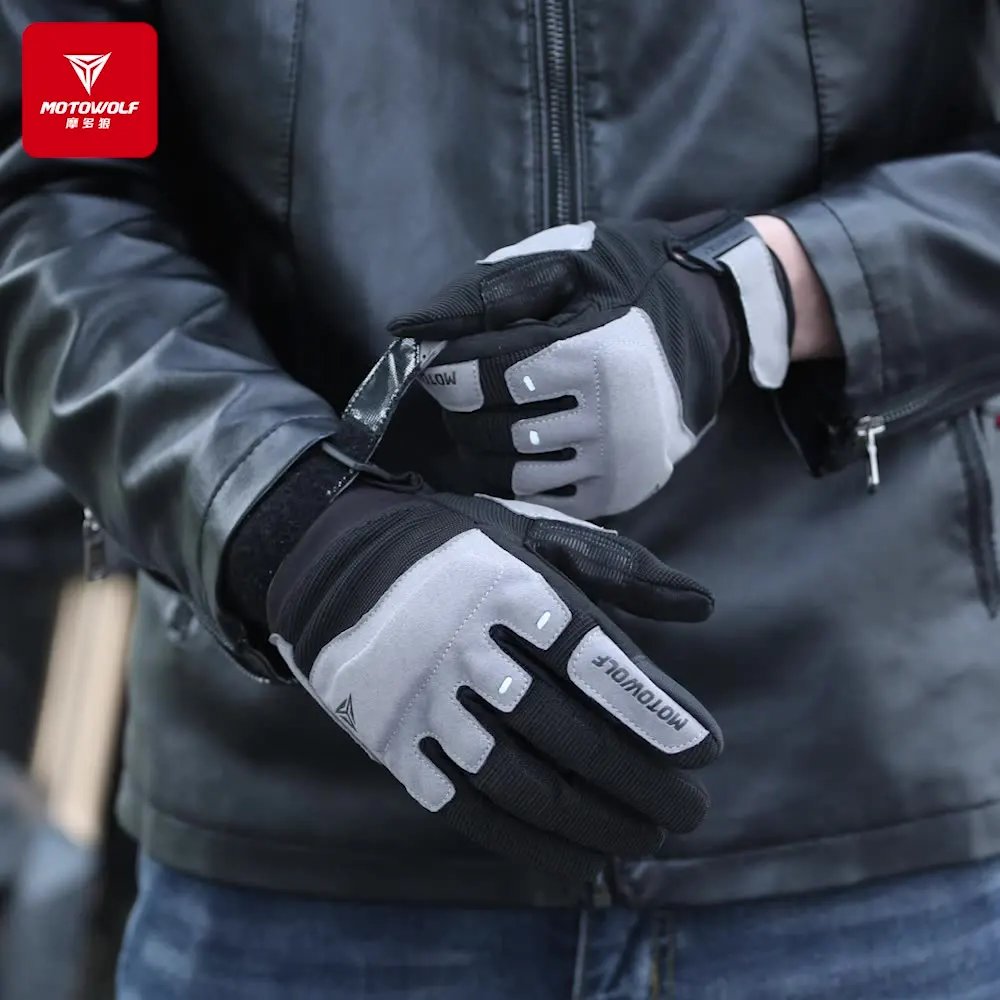 Motowolf Summer Mesh Motorcycle Gloves Men Women Breathable Anti-slip Full Finger Motorbike Racing Gloves Brown