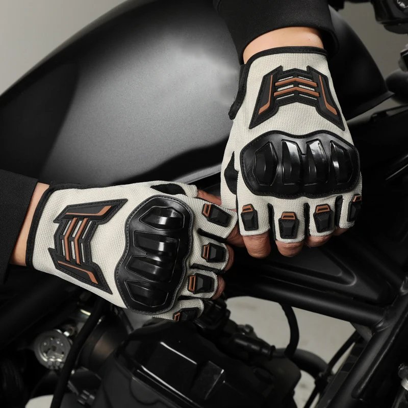 Summer Motorcycle Half Finger Gloves Outdoor Cycling Breathable Glove Motorbike Drop-Resistant Gloves