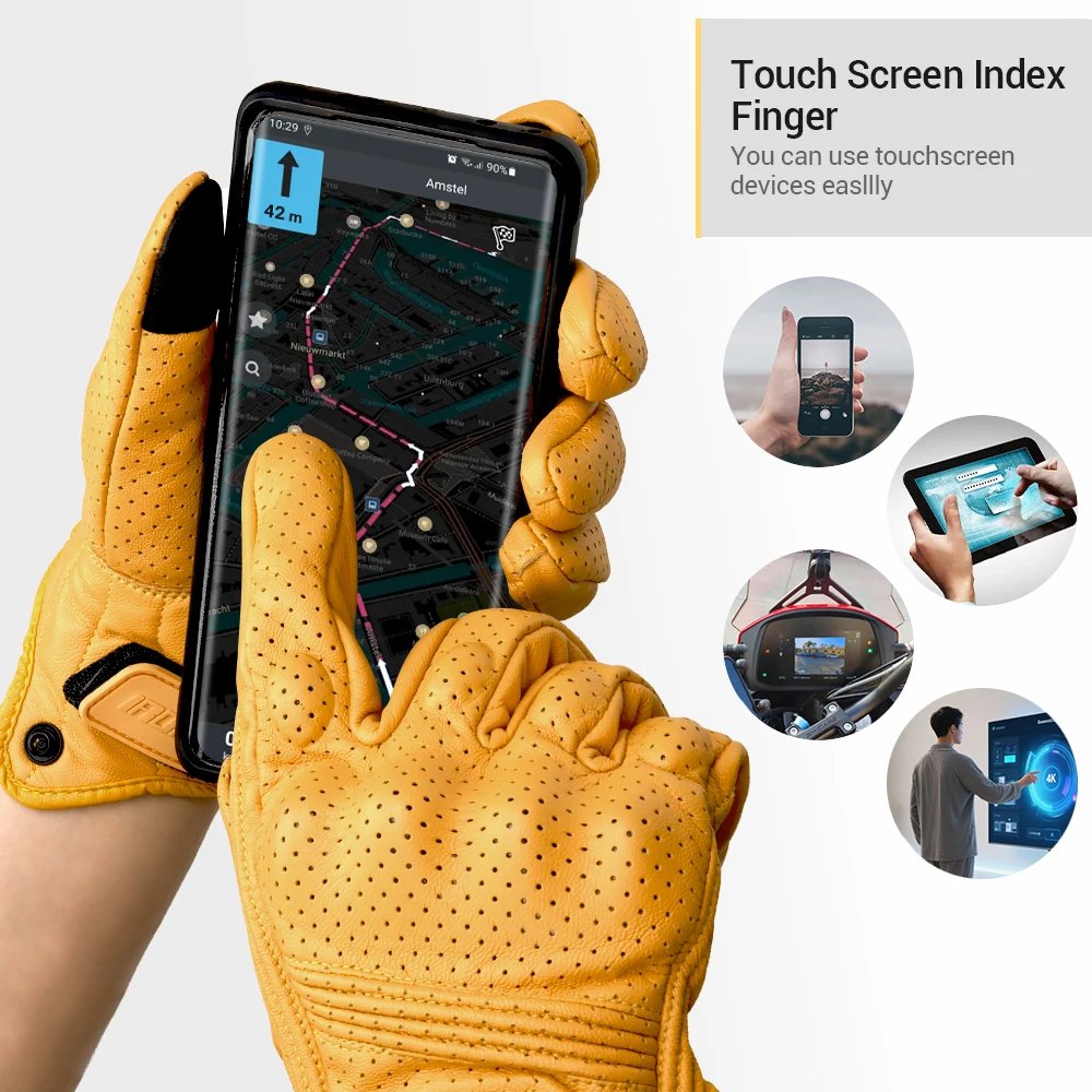Vintage Leather Motorcycle Gloves Summer Breathable Unisex Biker Gloves With Anti-Slip Ventilation Design Motorbike Ride Glove Vintage Leather Motorcycle Gloves Summer Breathable Unisex Biker Gloves With Anti-Slip Ventilation Design Motorbike Ride Glove