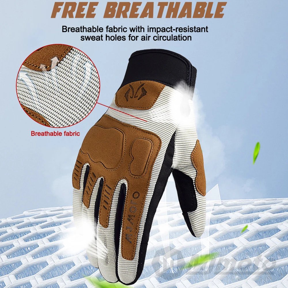 MJMOTO New Summer Windproof Motorcycle Gloves Touchscreen Motocross Gloves  Wear-resistant Non-slip Motorbike Glove Breathable