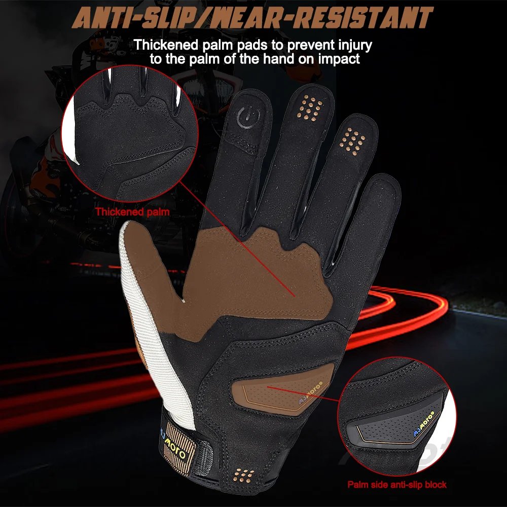 MJMOTO New Summer Windproof Motorcycle Gloves Touchscreen Motocross Gloves  Wear-resistant Non-slip Motorbike Glove Breathable