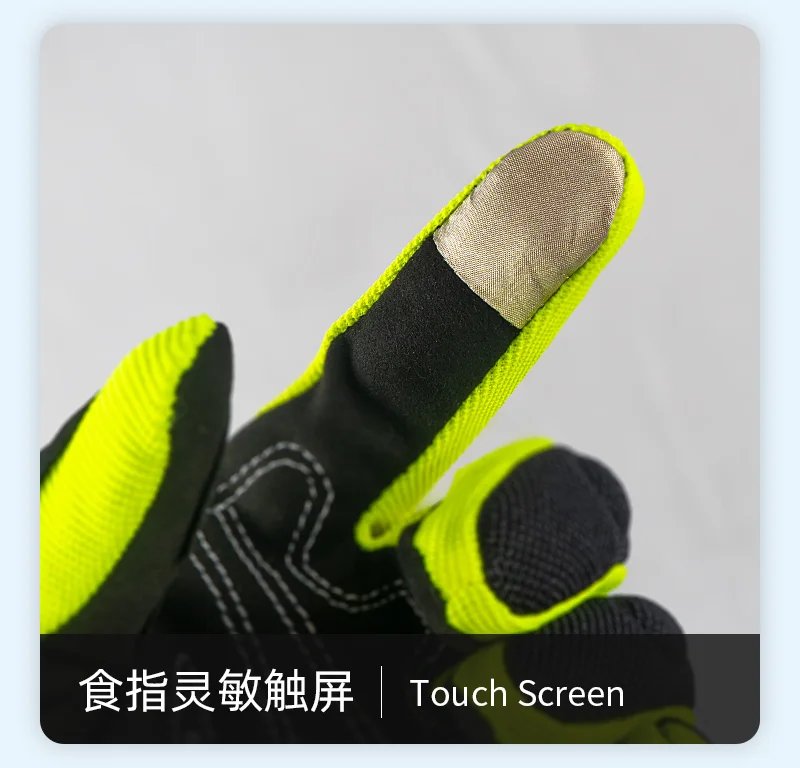 ORZ Motocross Anti-Skid Breathable Riding Racing Head Locomotive Touch Screen Full Finger Gloves Men Summer