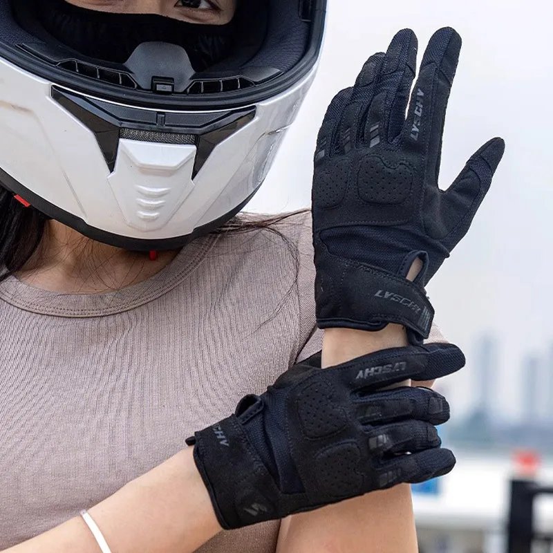 LYSCHY Motorcycle Gloves Men Women Summer Breathable Motocross Riding Gloves Anti-fall Wear-resistant Luvas Touch Screen Guantes