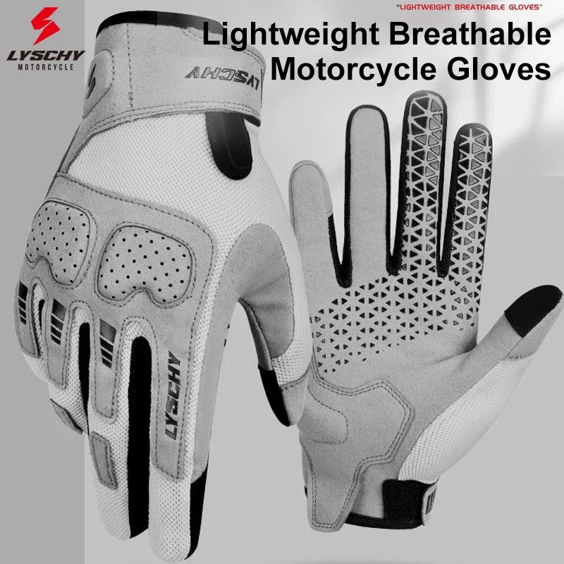 LYSCHY Motorcycle Gloves Men Women Summer Breathable Motocross Riding Gloves Anti-fall Wear-resistant Luvas Touch Screen Guantes